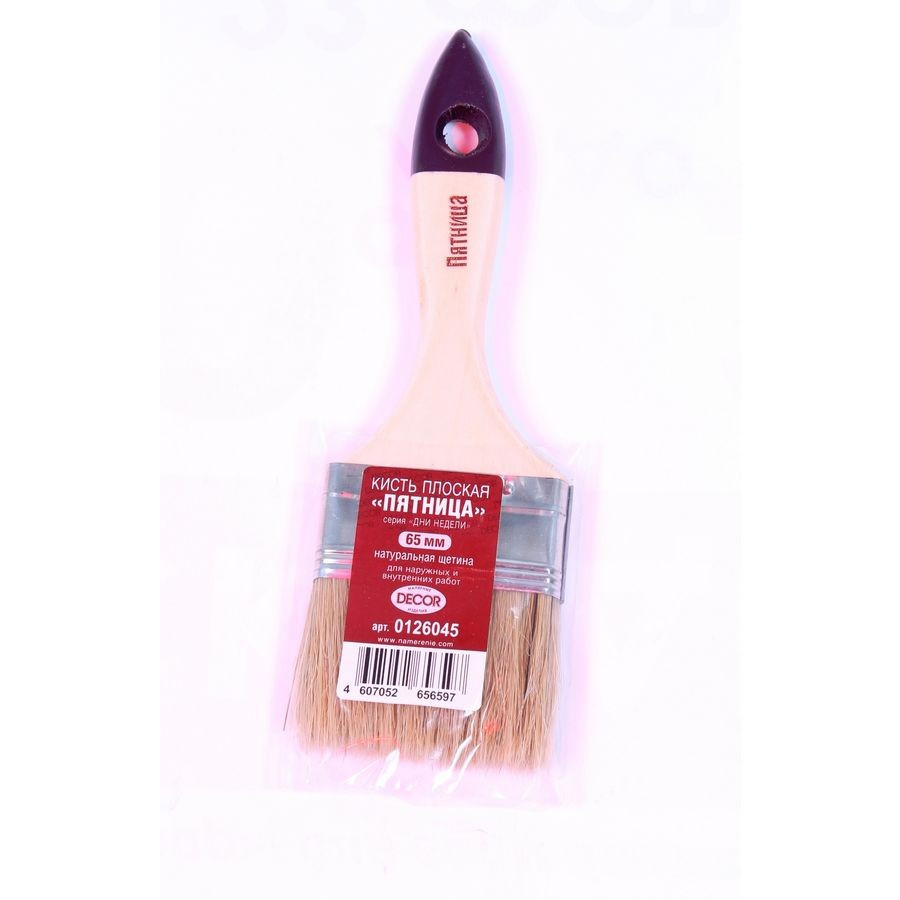 Кисть плоская 65х13мм деревянная ручка Пятница