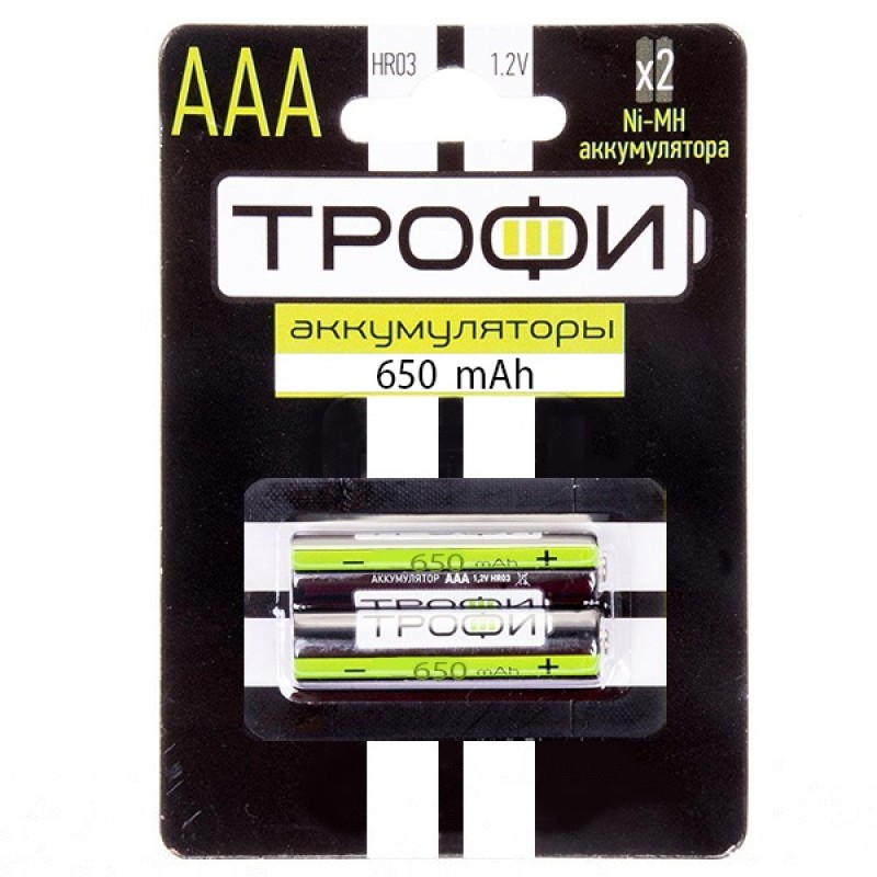 Батарейка аккумуляторная Трофи HR03-2BL 950 mAh 2/20