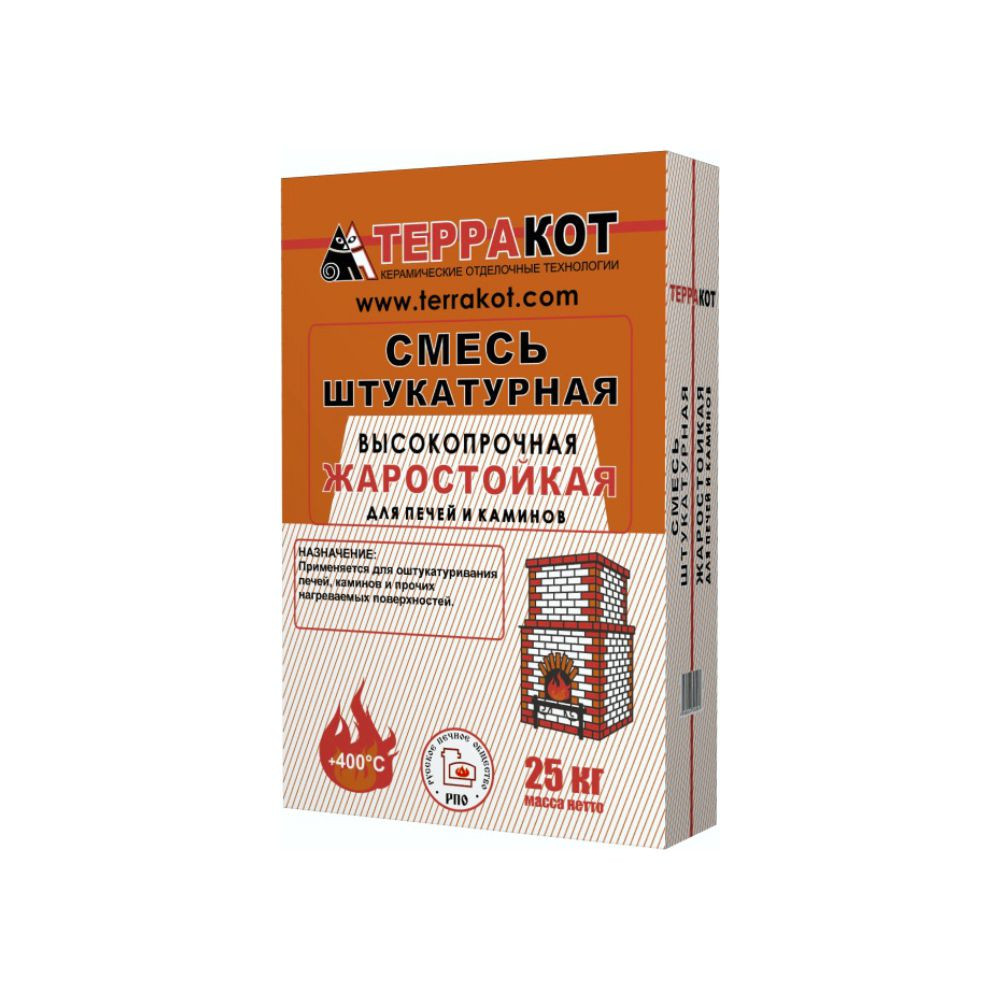 Смесь штукатурная жаростойкая ТЕРРАКОТ 25кг