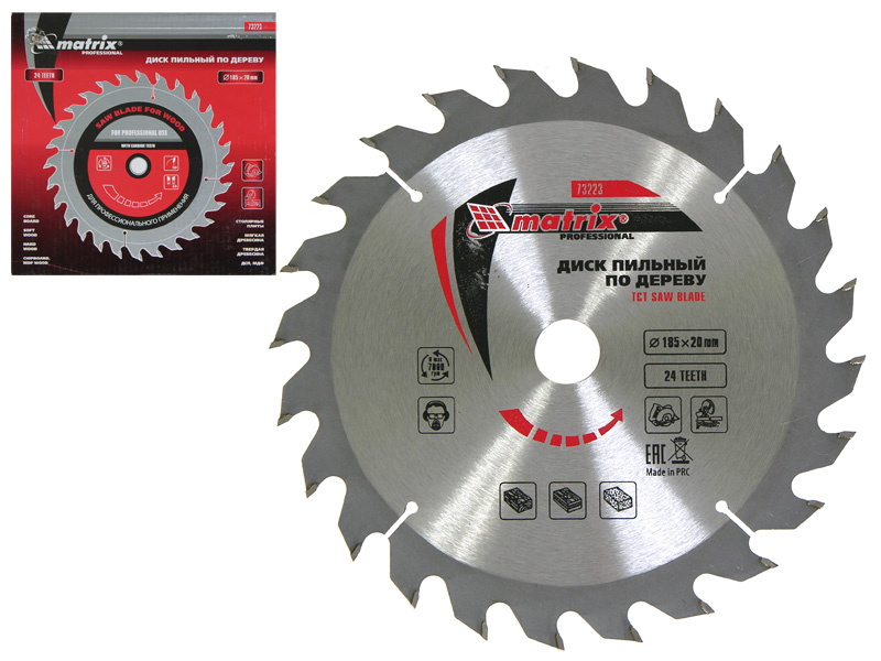 Диск пильный по дереву 185х20мм 24зуба Matrix 73223