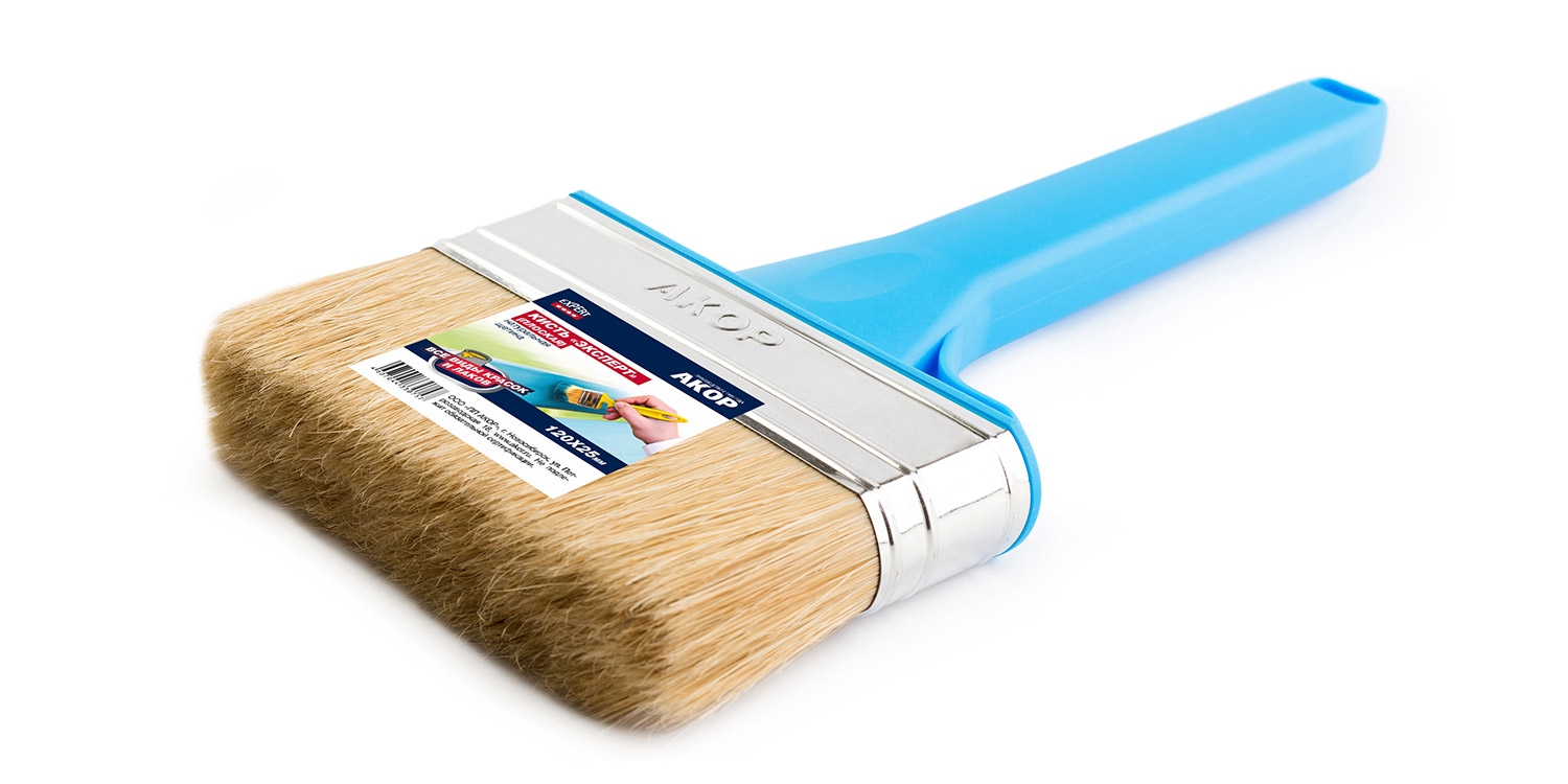 Кисть плоская 120х35мм натуральная щетина Акор Эксперт