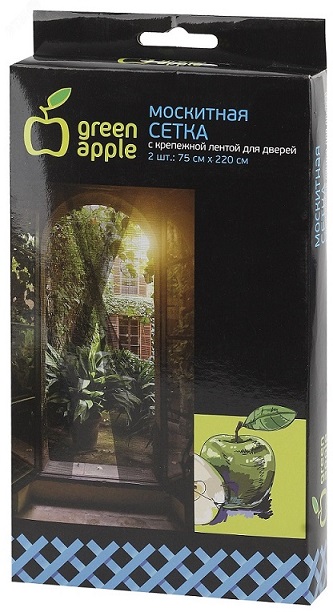 Сетка москитная на дверь 2шт: 75х220см Green Apple