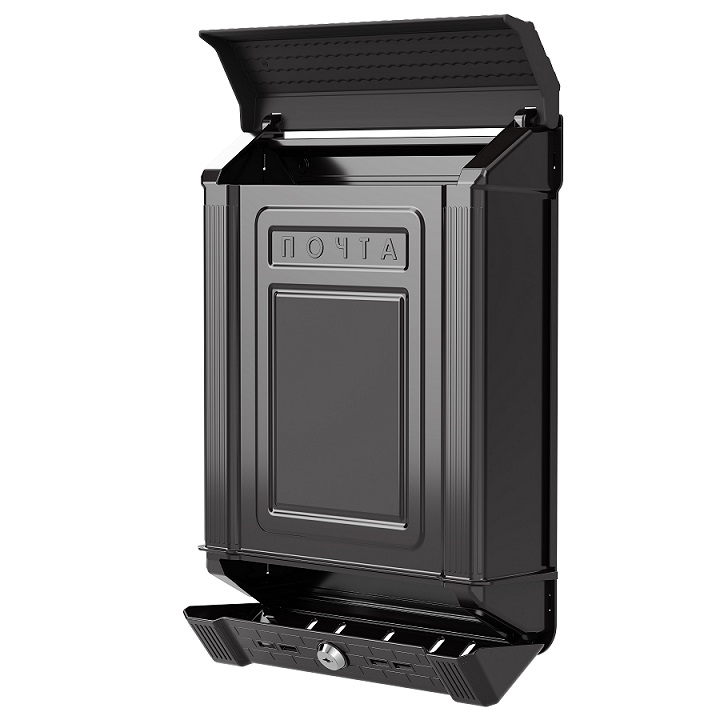 Ящик почтовый пластиковый темно-серый с замком М8633