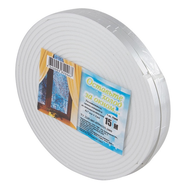 Утеплитель для окон Изолон 4х7мм 15м самоклеящийся