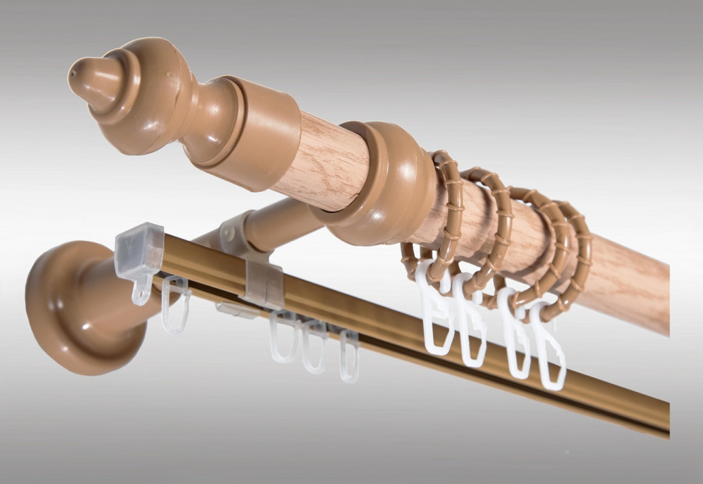 Карниз круглый с шиной дуб Пластик 28мм 2,0м