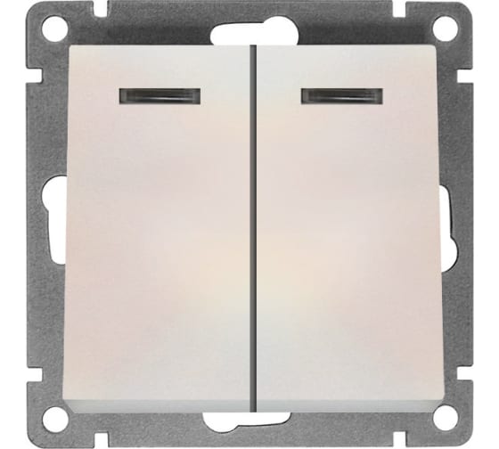Выключатель UNIVersal Афина двухклавишный с подсветкой с/у 10А 220В жемчуг А0123-ОBr