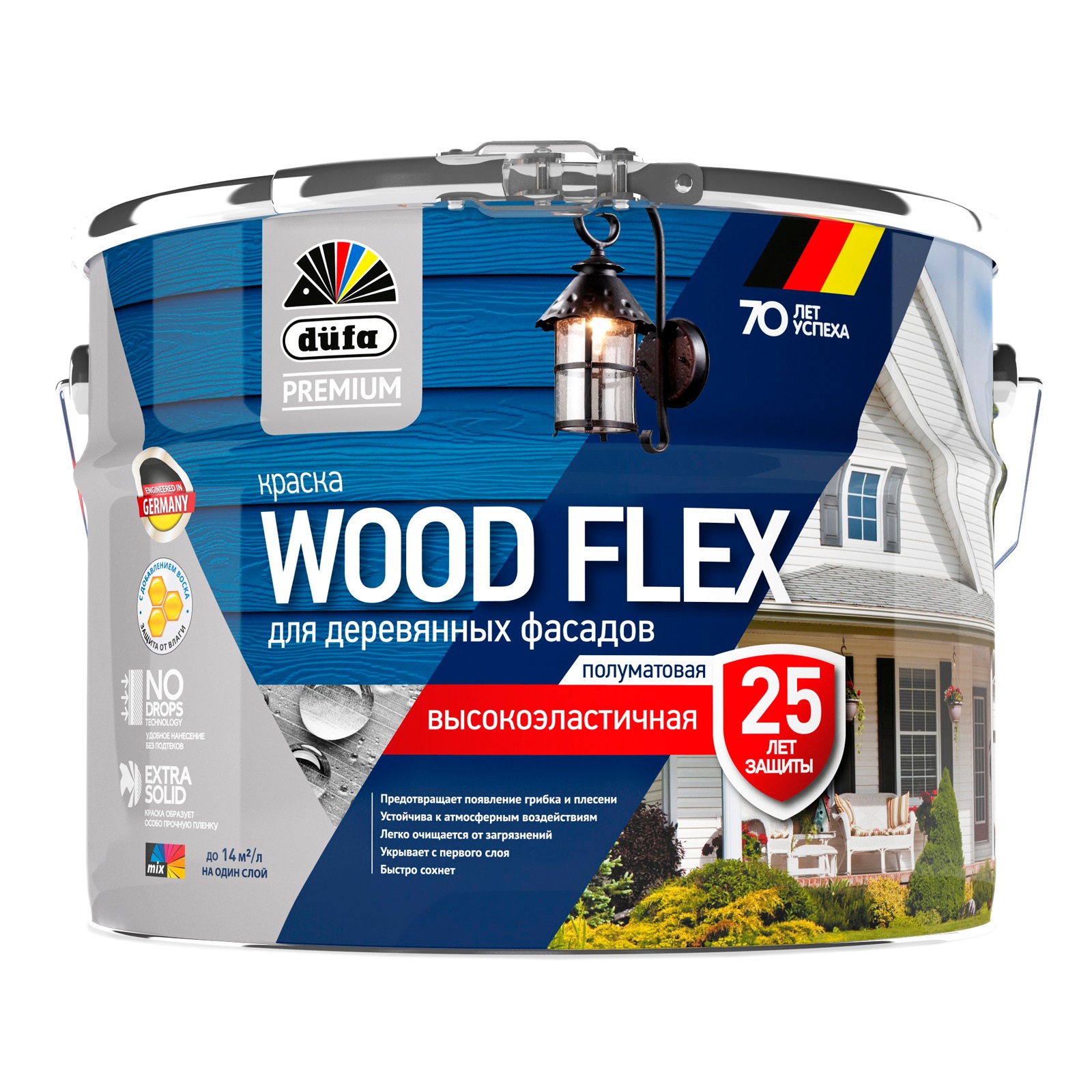 Краска В/Д Dufа Premium Woodflex фасадная для дерева база А 9л УЦЕНКА