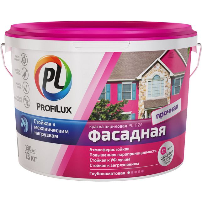 Краска В/Д PL-112A (розовая банка) фасадная 3 кг 