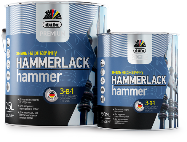 Эмаль HAMMERLACK Молотковая красная 750мл DUFAExpert