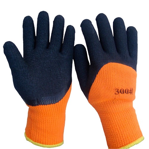 Перчатки латексные оранжевые с черным покрытием