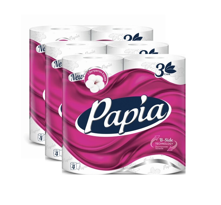 Туалетная бумага Papia 3сл 4шт 